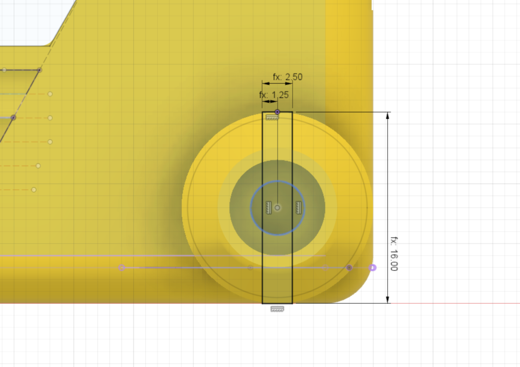 Chassis stub wheel cutout profile Cad Drawing