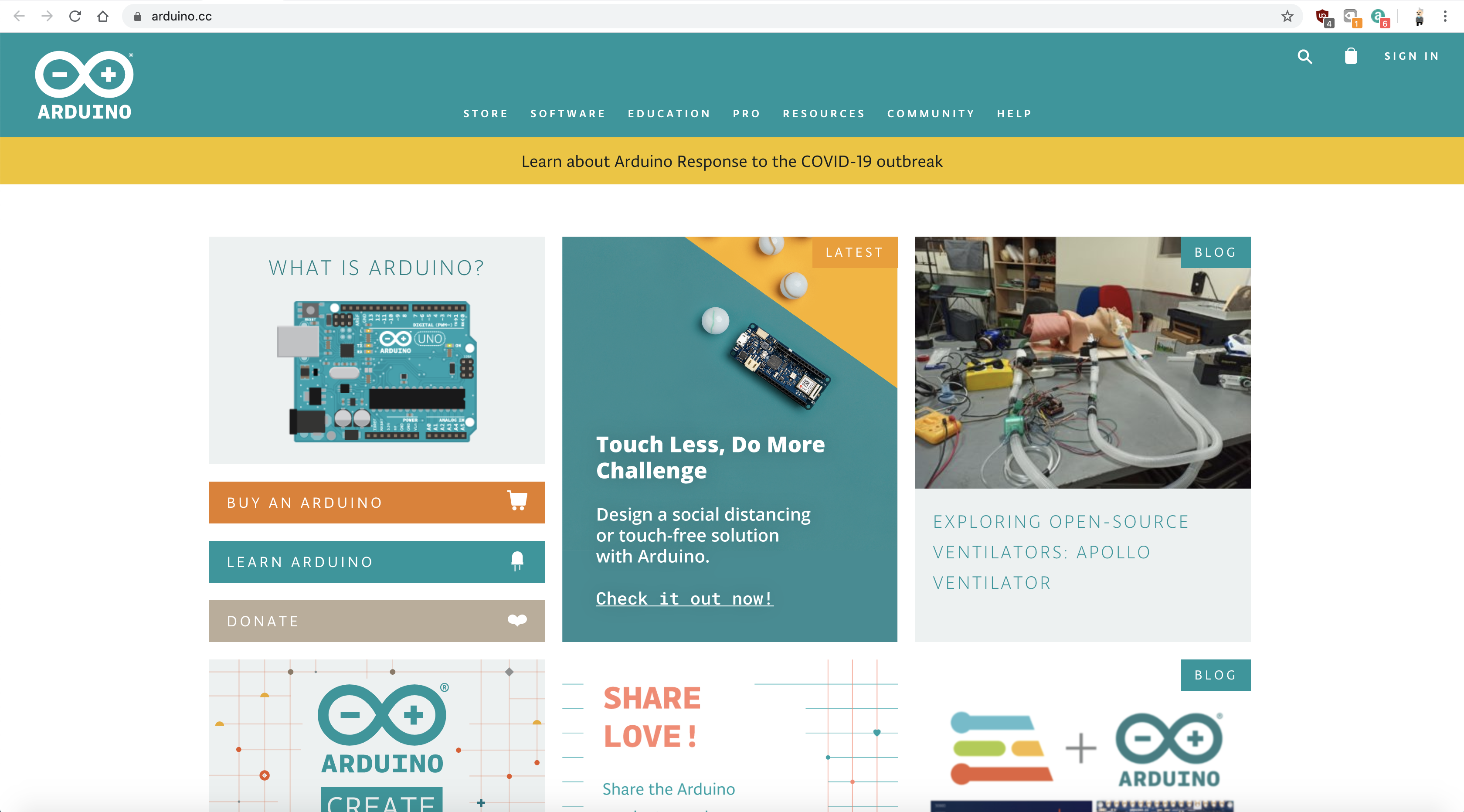 Arduino homepage image