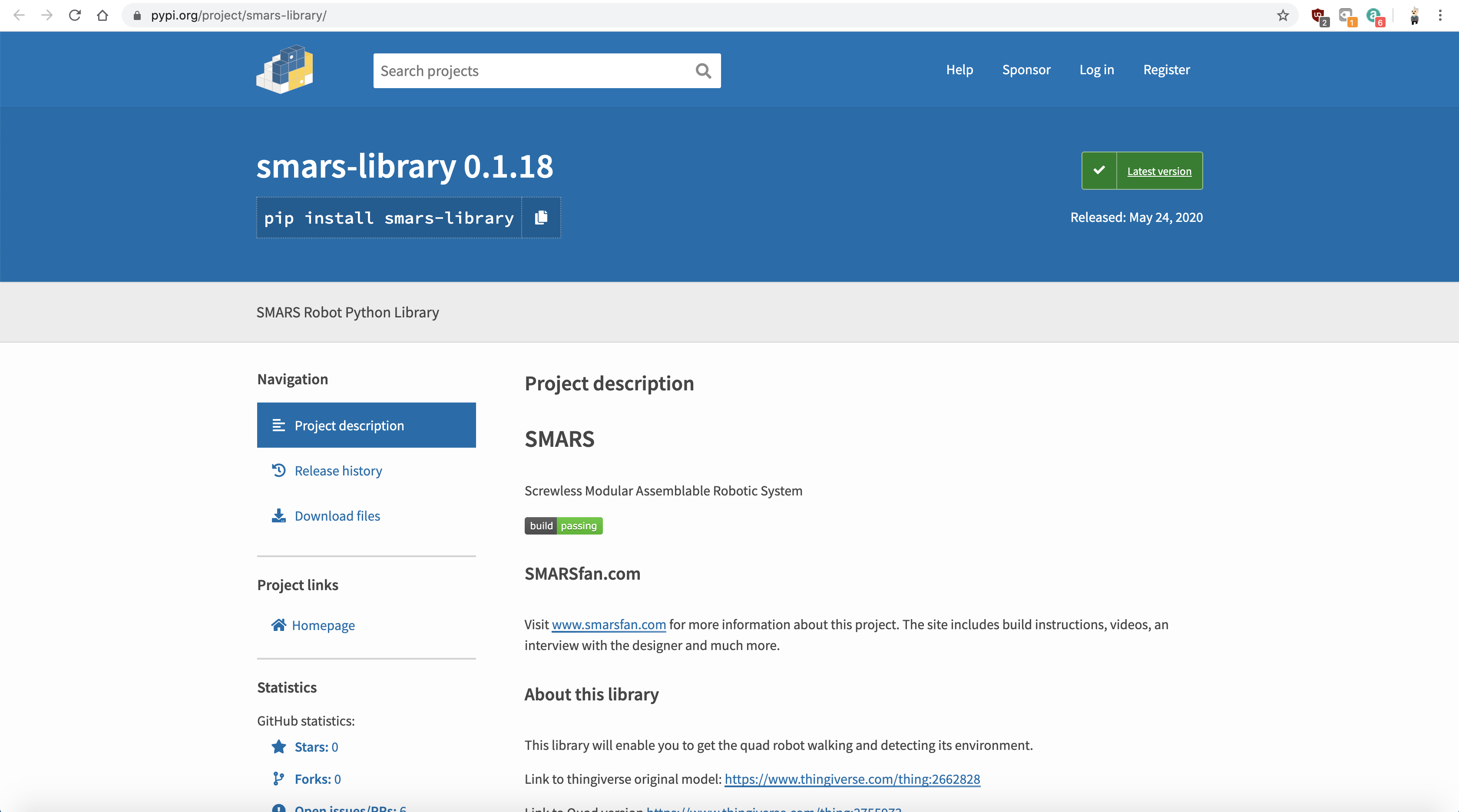 SMARS Python Library (PIP smars-library) image