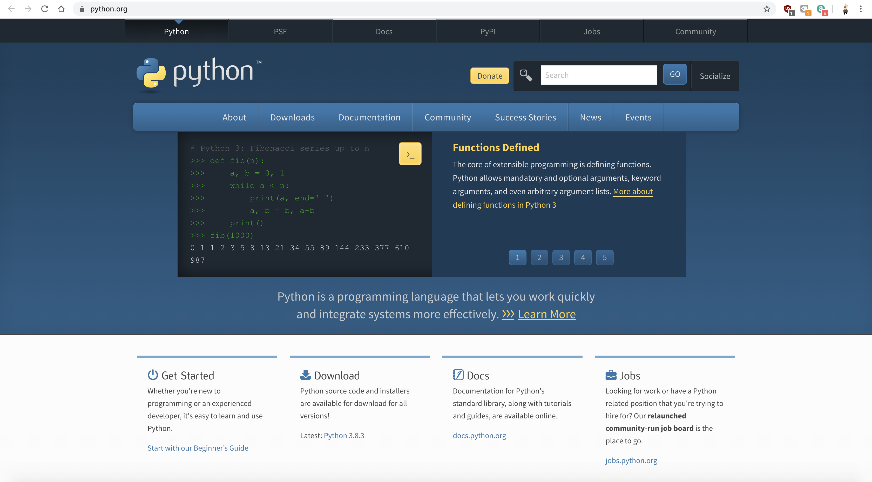 Python homepage image